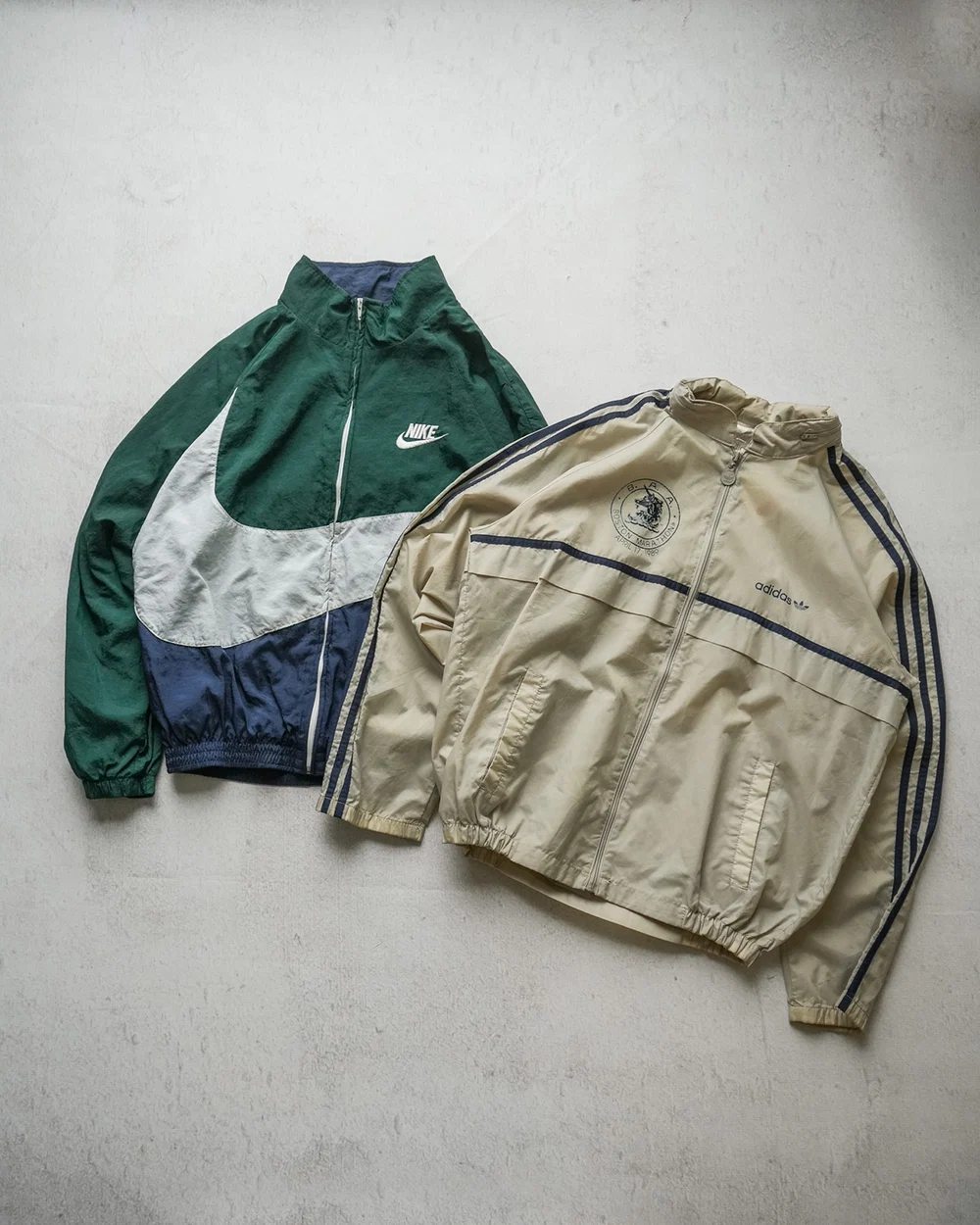 Example vintage Nike and Adidas jackets